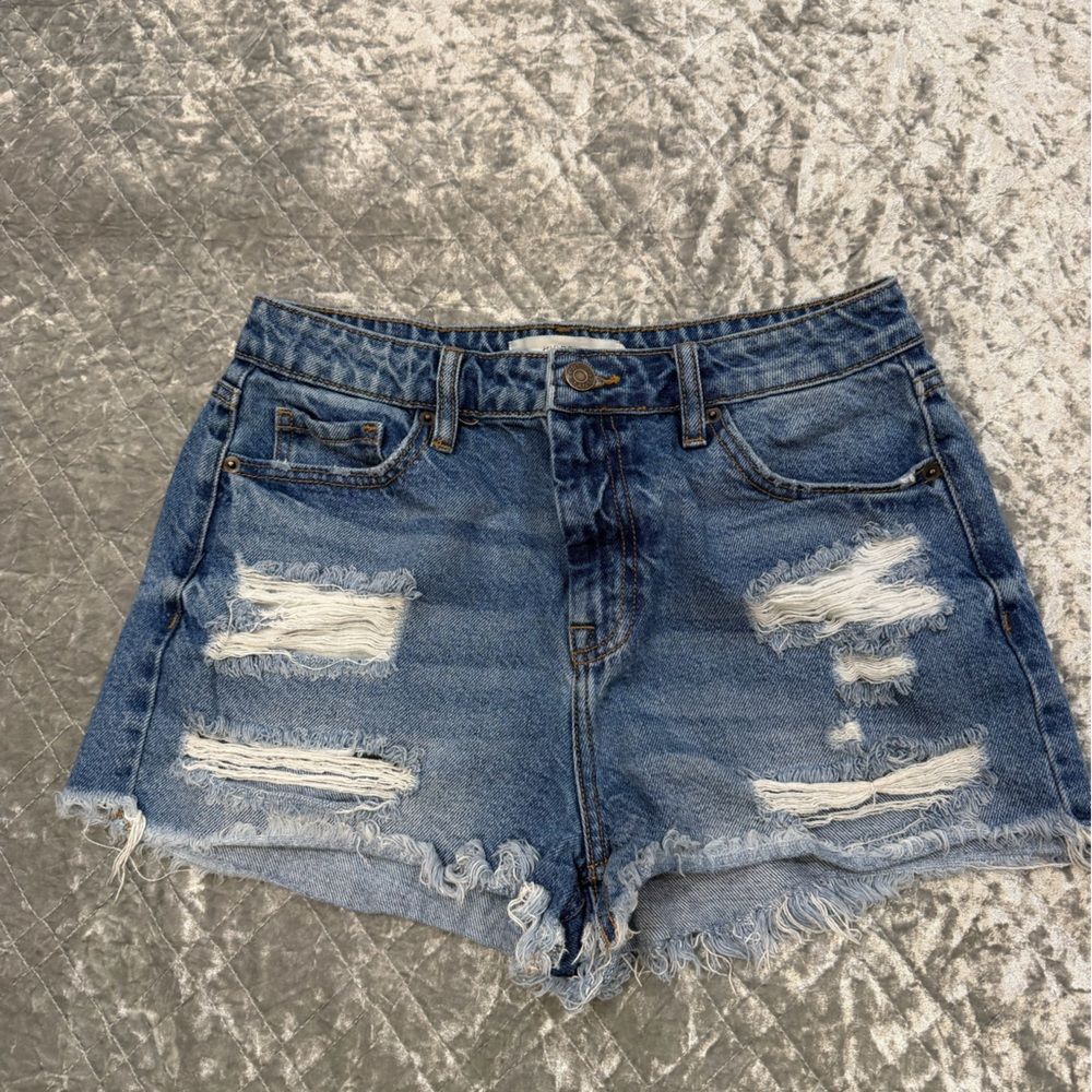 Classic Blue Distressed Jean Shorts